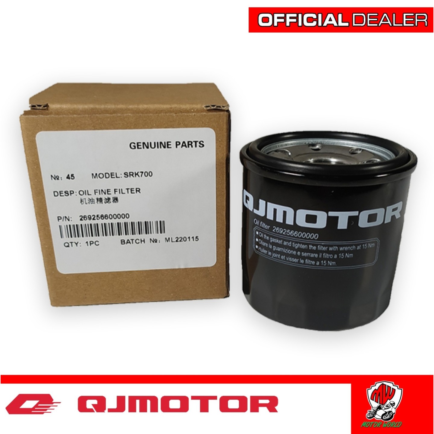 Kit D'Entretien Bardahl XTC Filtre À Huile QJMotor SRT 700 X 2023 2024
